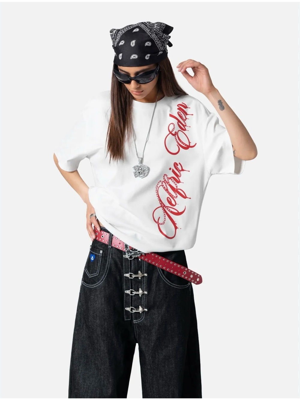 Designer Aelfric Eden Boxy Oversized Tee. With His Signature Name in Red. XL NWT